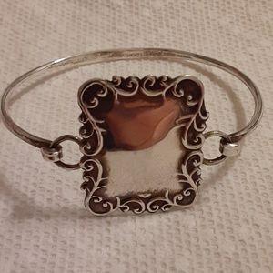 925 Silver Luggage Tag Bangle Bracelet